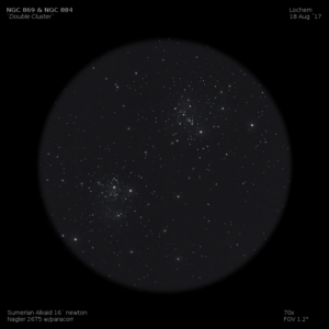 sketch Caldwell 14 NGC 869/884 double cluster