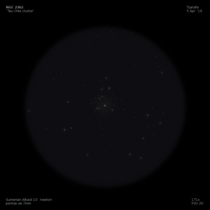 sketch Caldwell 64 NGC 2362 tau cma cluster