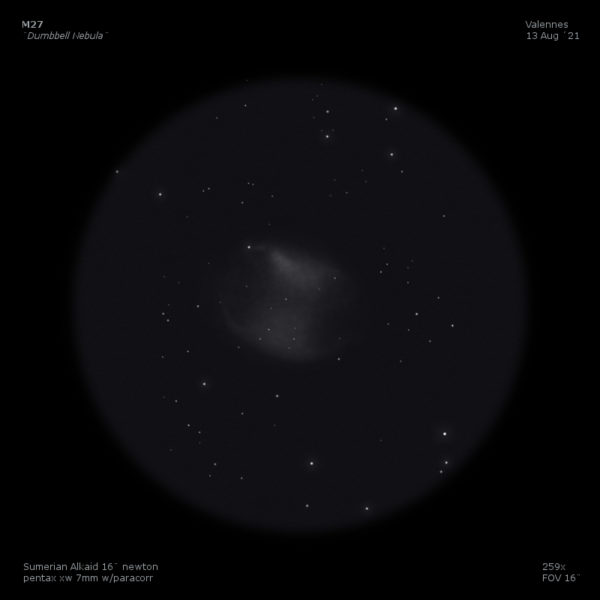 sketch m27 dumbbell nebula
