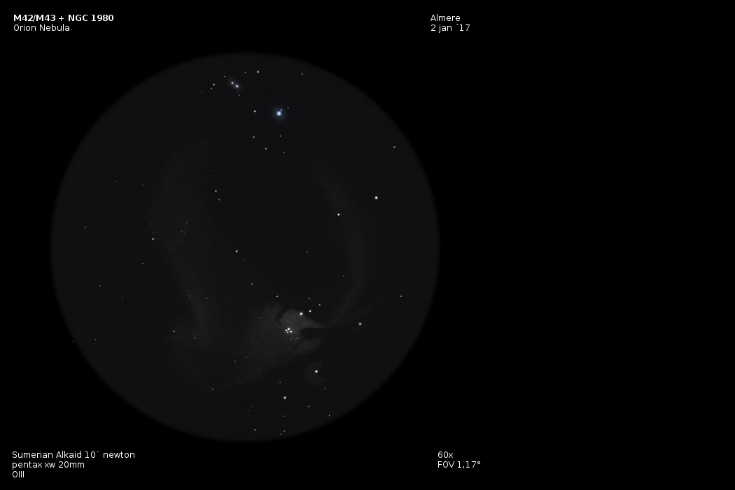 sketch messier 42 orion nebula