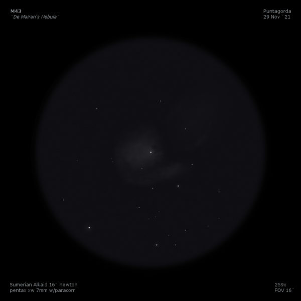 sketch messier 43 m43 de mairan's nebula