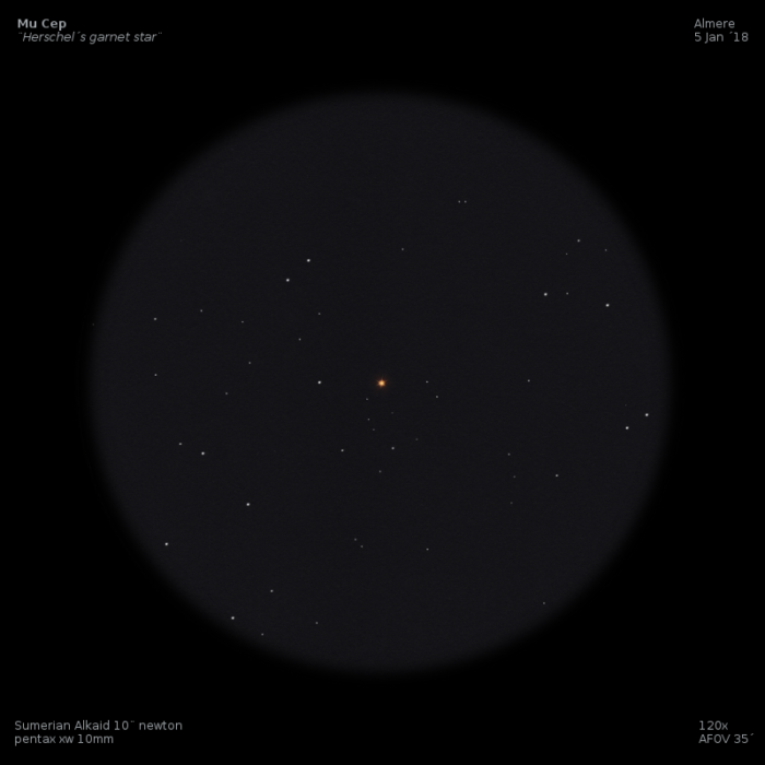 sketch Mu Cep - Herschel's garnet star