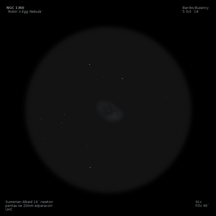 sketch NGC 1360 Robin's Egg Nebula
