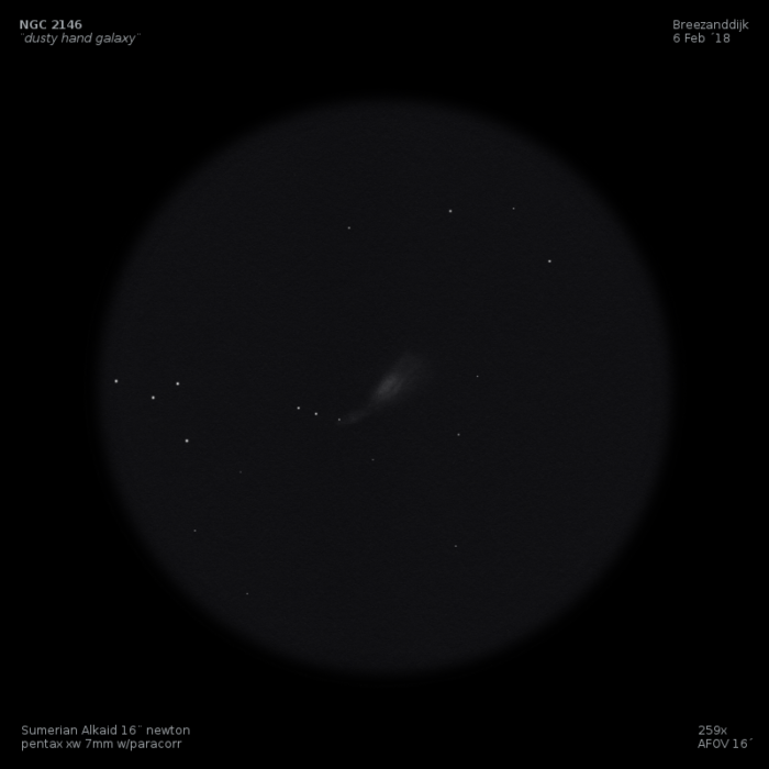 sketch NGC 2146 Dusty Hand Galaxy
