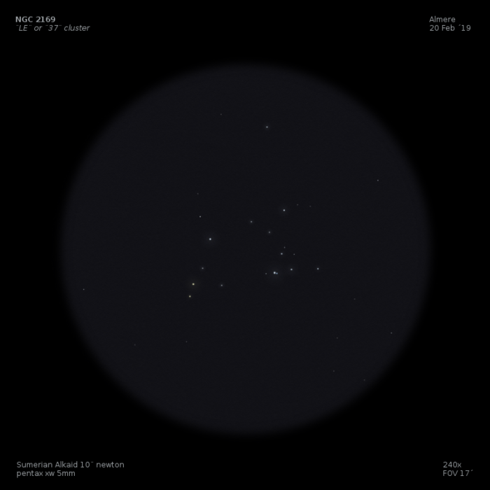 sketch NGC 2169 LE or 37 cluster