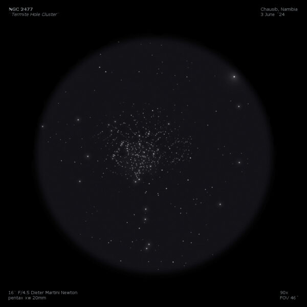sketch ngc 2477 termite hole cluster