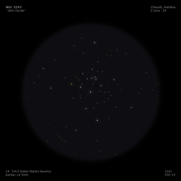 sketch NGC 3293 Gem Cluster