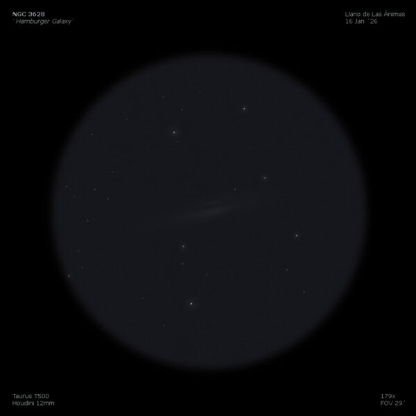 sketch ngc 3628 hamburger galaxy
