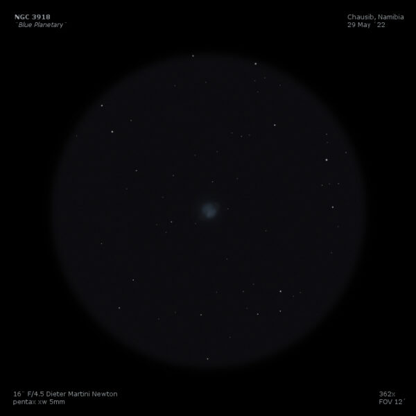 scketch NGC 3918 blue planetary