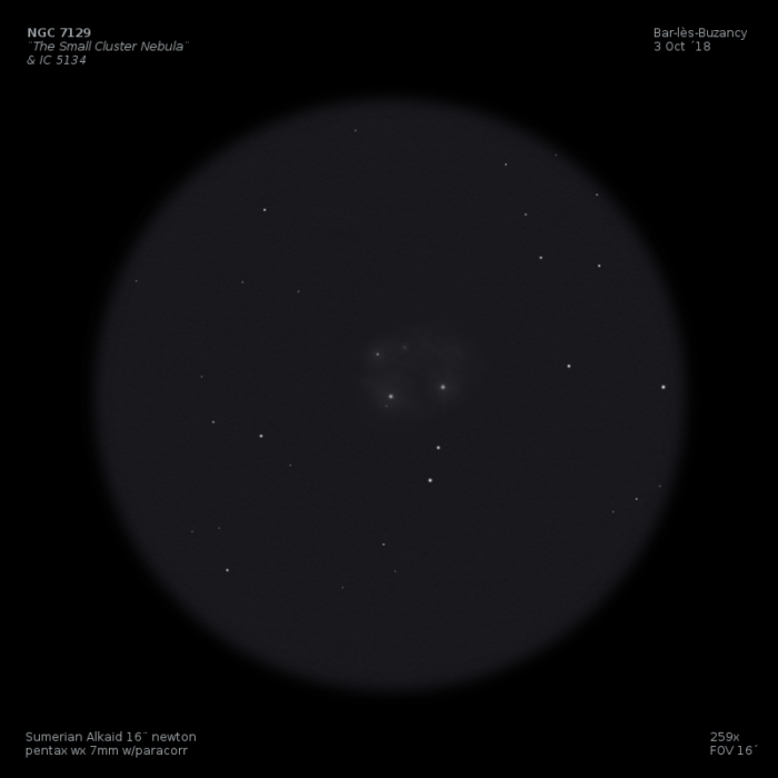sketch NGC 7129 Small Cluster Nebula