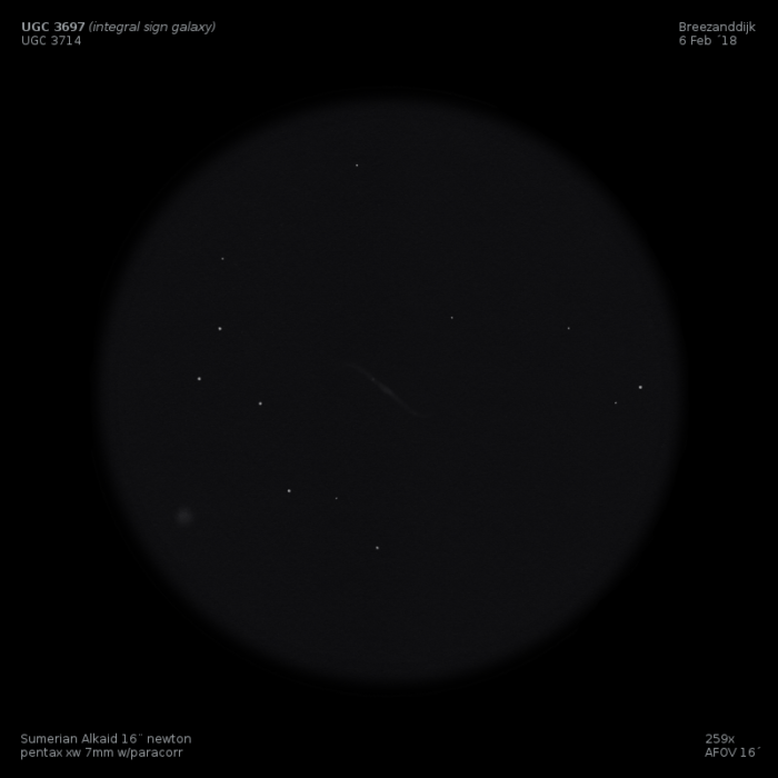 sketch UGC 3697 Integral Sign Galaxy