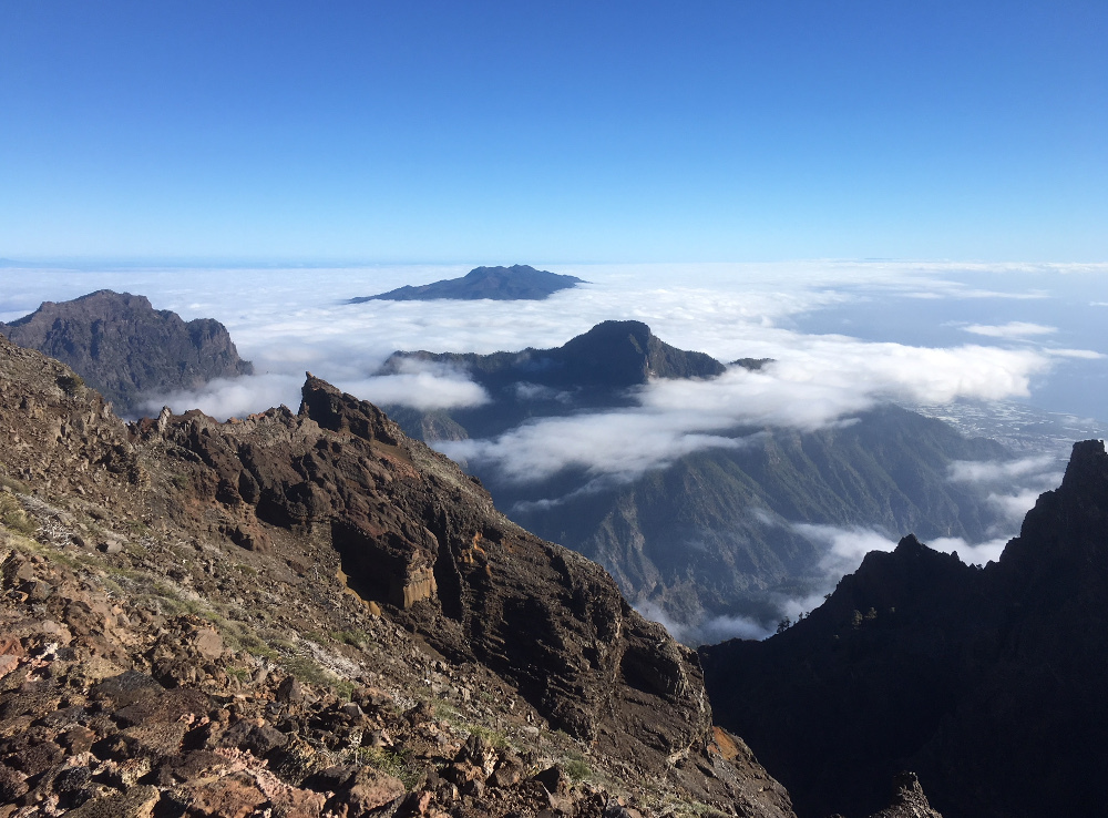 caldera view from the Roque de los Muchachos 