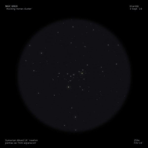 sketch NGC 6910 rocking horse cluster