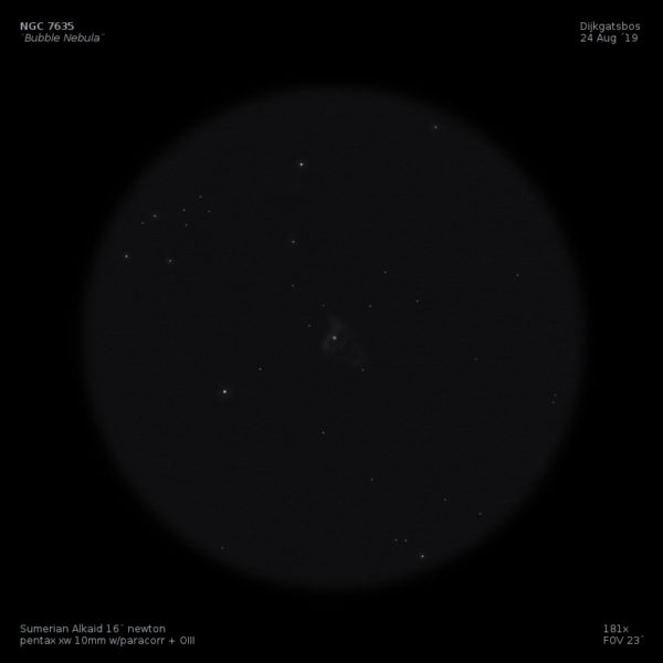 sketch Caldwell 11 NGC 7635 bubble nebula