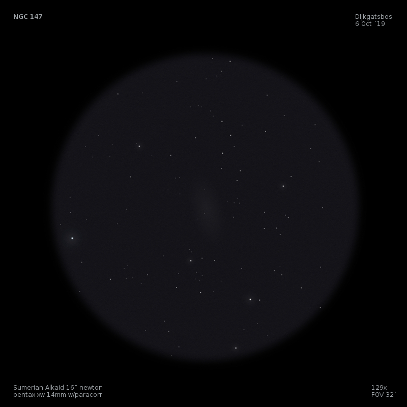 sketch NGC 147 caldwell 17 andromeda satelliet