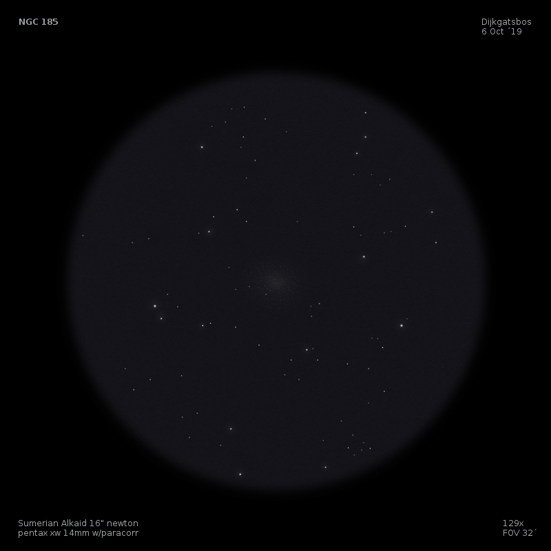 sketch NGC 185 caldwell 18 andromeda satelliet