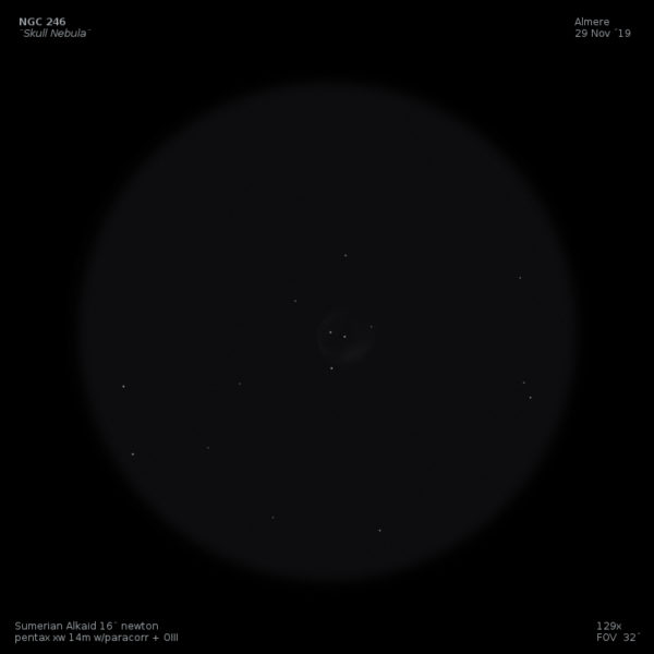 sketch Caldwell 56 NGC 246 skull nebula