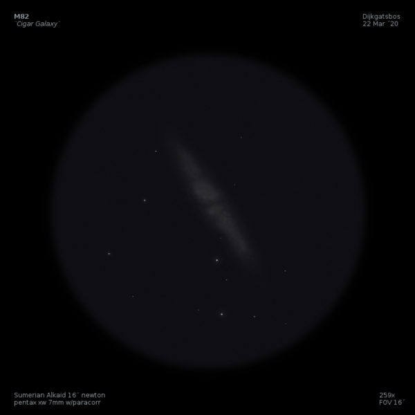 sketch messier 82 m82 cigar galaxy