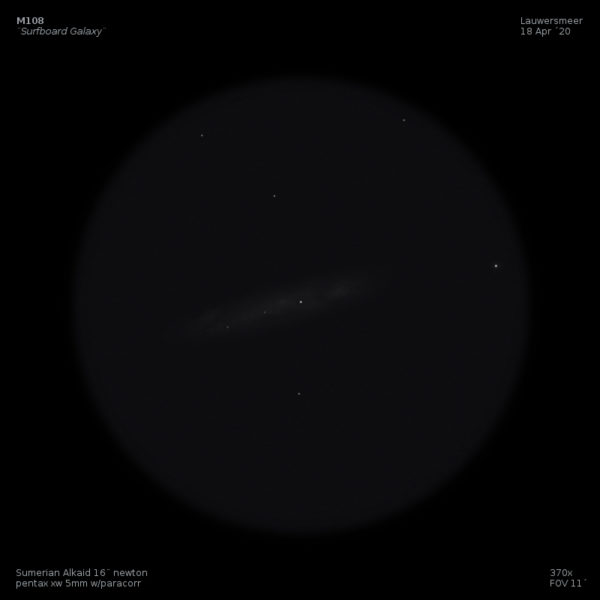 sketch messier 108 M108 surfboard galaxy